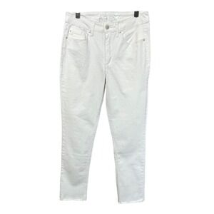 Seven7 White High Rise Slim Straight Jeans Womens Size 10 Raw Hem Denim